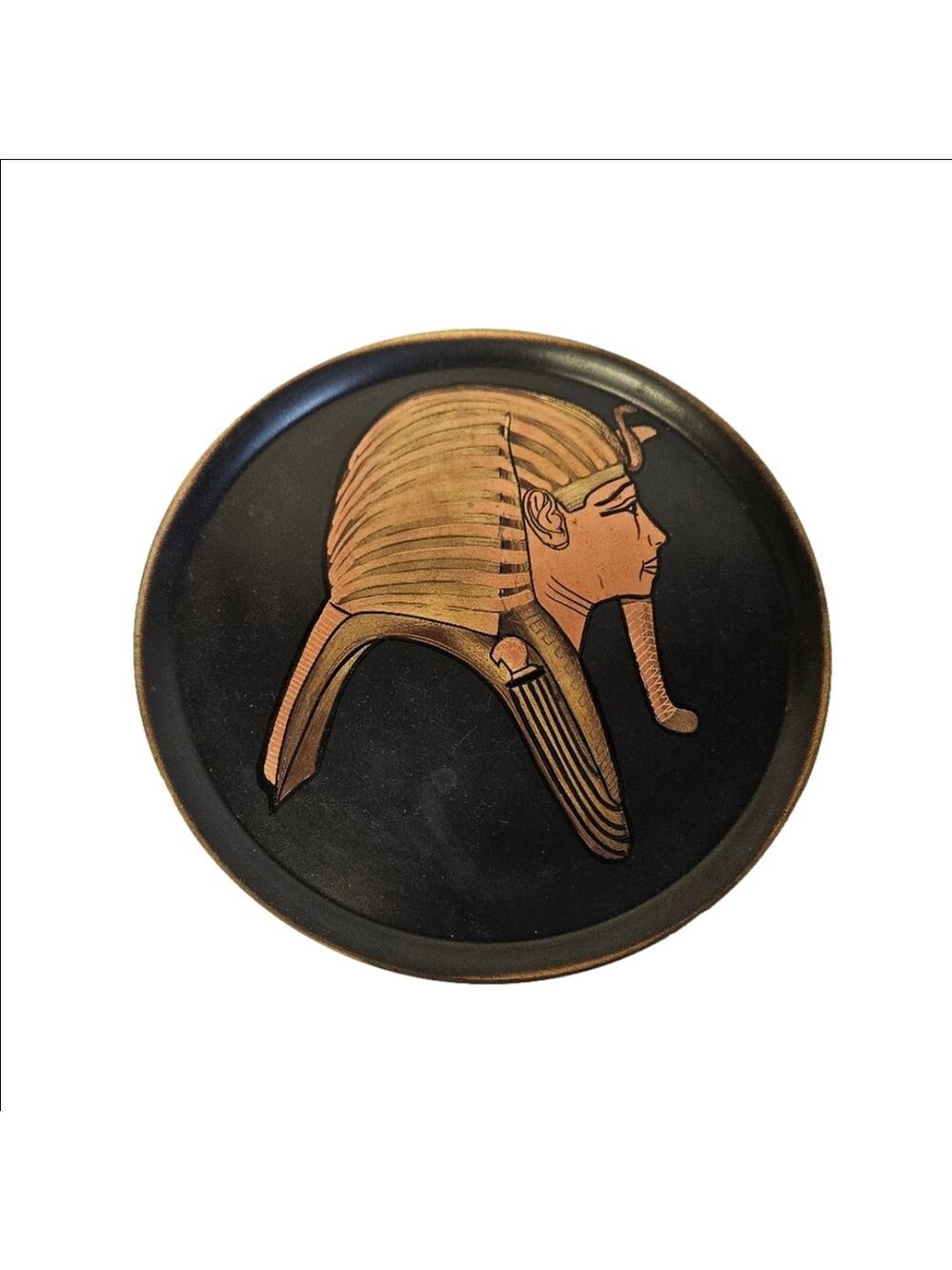 Vintage 70s Metal Pharaoh Tray/Wall Decor